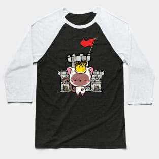Funny white cat is the king of the castle Baseball T-Shirt